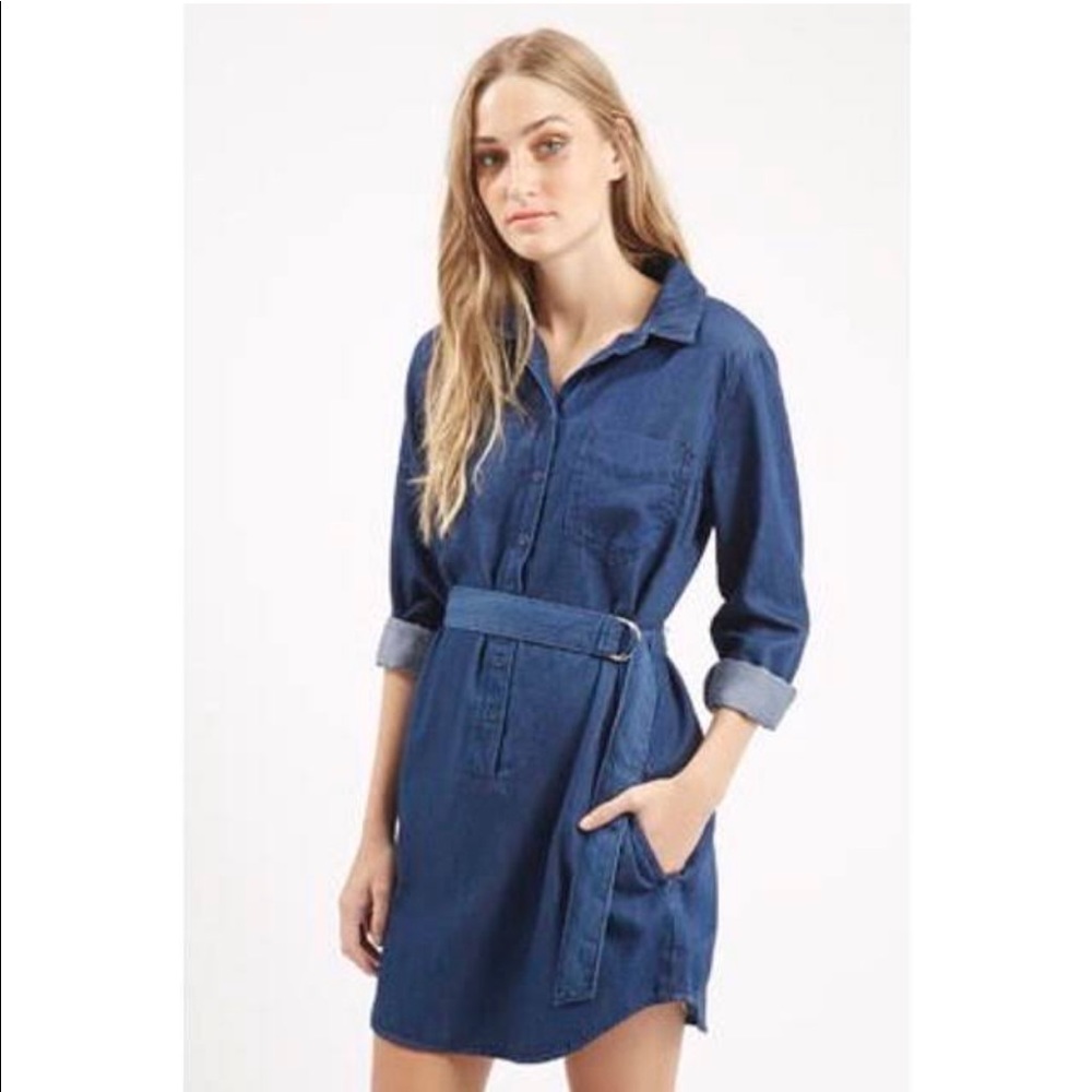 Topshop Blue Denim Shirt Dress